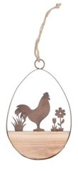Wood & Metal 16cm Easter Egg Hanging Decoration Bird Hen Bunny Gisela Graham
