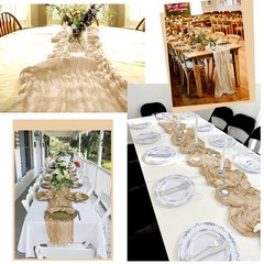 25 Pack Beige Table Runner 17 x 108inch Cheesecloth Table Runner Boho Gauze T…