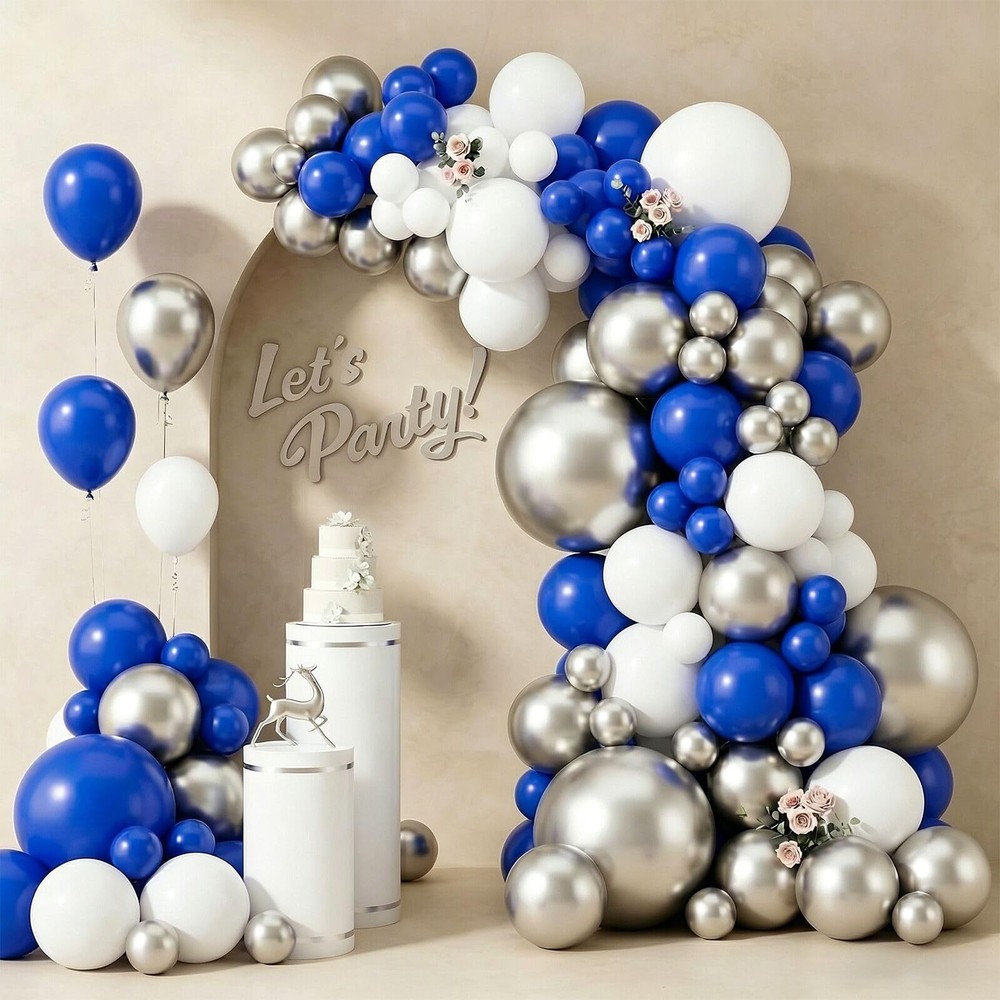 103pcs Blue White Silver Balloon Garland Kit 18/12/10/5 Inch Royal Blue and …