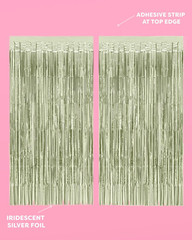 Party Decorations Sage Green Foil Curtain – Set of 2 | Bachelorette Party Suppli