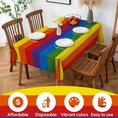 4 Pack Rainbow Rectangular Tablecloths 54×108 Inch Carnival Party Decor