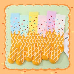 6 Pairs Baseball Ice Cream Drip Socks for Kids Pastel Ice Cream Knee High Soc