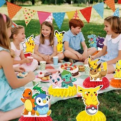 Pokemon 3D Double Side Pikachu Honeycomb Centerpieces Kids Birthday Party Decor