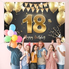 Vibrant 6x4ft Polyester Happy 18th Birthday Backdrop Supplies for Parties