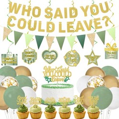 Roetyce Farewell Party Decorations Green Gold Who Said You Could Leave Banner