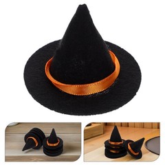 16Pcs Mini Black Felt Witch Hats Durable Halloween Bottle Topper Party Decor