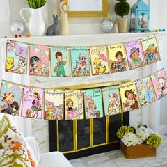 Racenaf Vintage Easter Banner – 17pcs Pennant Decorations, Pastel, Multicolor