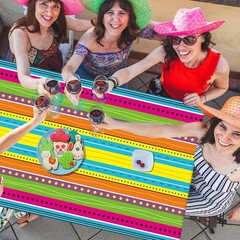 3 Pack Colorful Cinco De Mayo Fiesta Tablecloths 54×108 – Easy Clean Party Decor