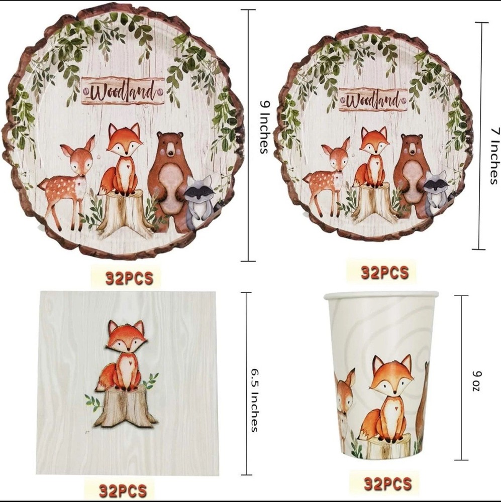 PARTY SUPPLIES Woodland Creatures Forest Animal Friends 🦊 🐻 🦌 🦝