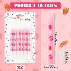 Threlaco 12 Pcs Strawberry 3.7 inches high, 0.3 in diameter, Pink