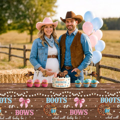 Boots or Bows Gender Reveal Decorations, 3 Pack Disposable Gender Reveal Table C