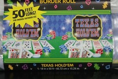 TEXAS HOLD ‘EM BORDER ROLL Poker Party Casino Wall Decorations Vegas Card Games