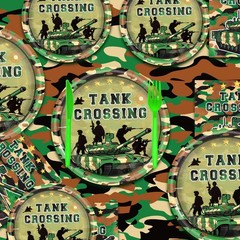182Pcs Army Camouflage Birthday Party Supplies Set, Plates Napkins Tableware for