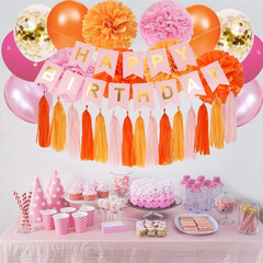 Pink and Orange Birthday Party Decorations, Hot Pink Party Decorations for Wo…