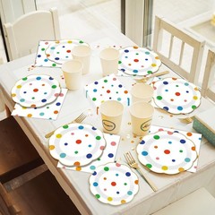 96 Pcs Floral Polka Dot Tableware Set – Perfect for Birthdays and Weddings