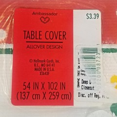 Table Cover Vintage Sealed Christmas Tree Tablecloth 54″ x 102″ Crepe Paper