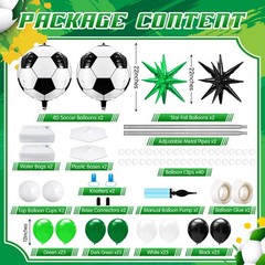 2 Sets Soccer Balloon Column Stand Kit with 4D Soccer, Green Black Star Foil …