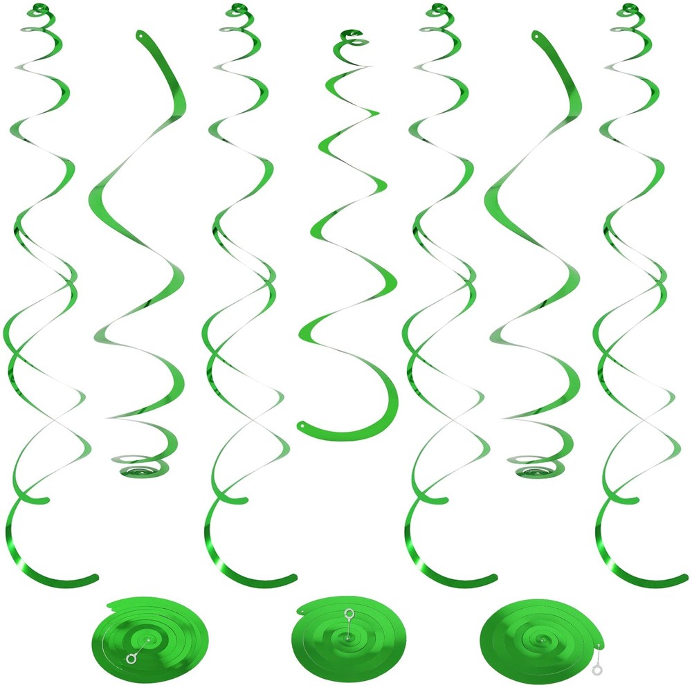 Plastic Swirl Decorations, 24PCS Double Single Swirls, Party, Green