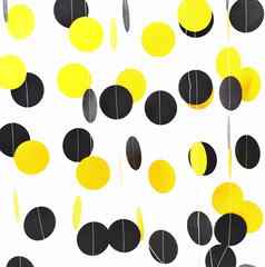 Yellow Black Circle Dots Party Garland Decoration Hanging Streamer Bunting Banne