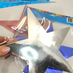 USA Star Foil Cutouts Red Blue Silver Lot total of 15 Stars Patriotic NWT