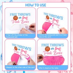 8 Pieces Free Throws or Pink Bows Gender Reveal Honeycomb Centerpieces – Pink…