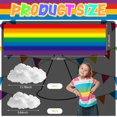 7 Pcs Rainbow Party Ceiling Decorations Kit 3.12 x 4 ft 3D Wizard Party Ceili…