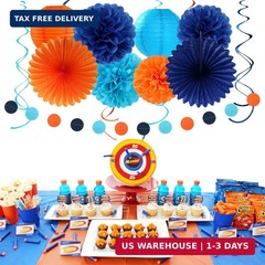 Royal-Light Blue Orange Happy-Birthday Party-Decorations – 31pcs Men Boys Paper