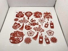 Chinese New Year Wall Decorations Red Bright 3 Sheets Party Decorating NEW