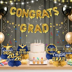12Pcs Graduation Table Decorations 2026,Navy Blue and Gold Graduation Decorat…