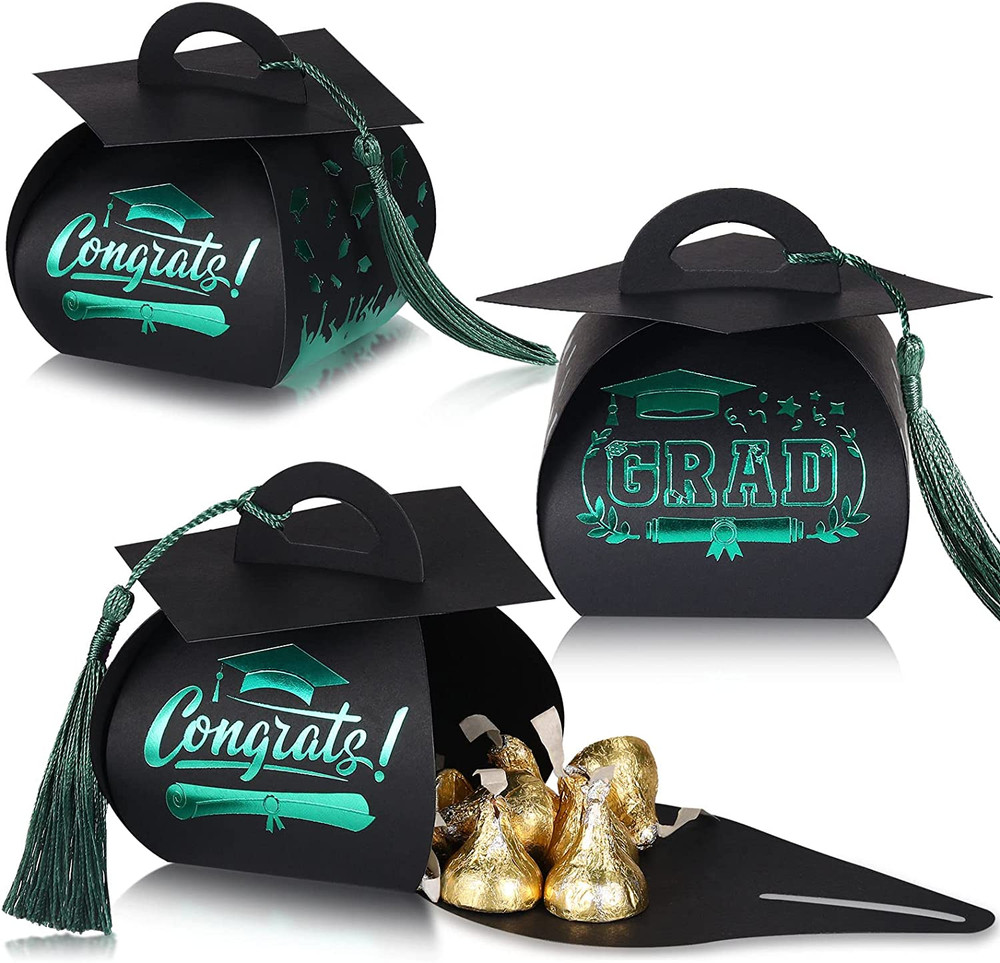 30 Pcs Graduation Cap Gift Box Party Favors Candy Box with Tassel