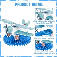 10Pcs Airplane Party Decorations Airplane Honeycomb Centerpieces Table Decora…
