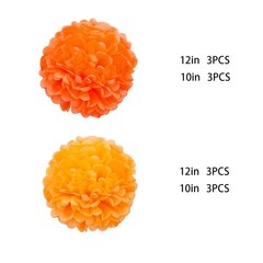 12 PCS Orange Paper Pom Poms Decorations 8 10 12 Inch Tissue Flowers