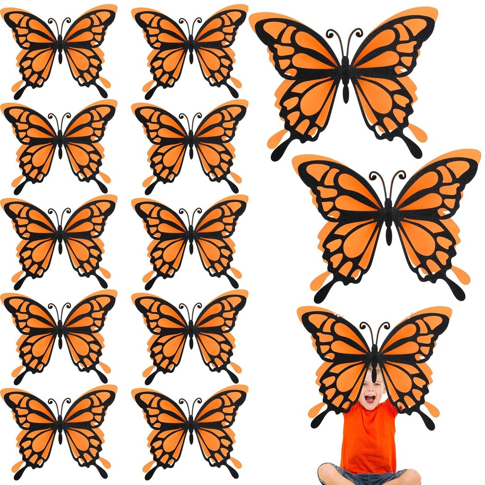 12 Pcs 3D Large Butterfly Party Decoration Paper Butterfly Stickers in 2 Diff…