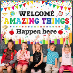 Welcome Back to School Banner Decoration Back to School Backdrop Motivational Cl
