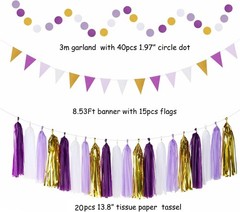 Elegant Purple Gold Party Decor – 33pcs Assortment