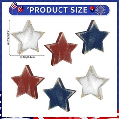 Charming Retro Wooden Star Decorations (Set of 6) for Independence Day & Beyond
