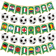 Soccer Party Decorations Banner Set, International World Flags Garland with Socc
