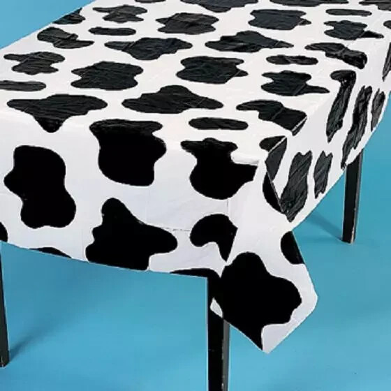 3 Birthday Party Cow Spots Farm Plastic Table Cover Cow Print 54 x 72 Farm Party