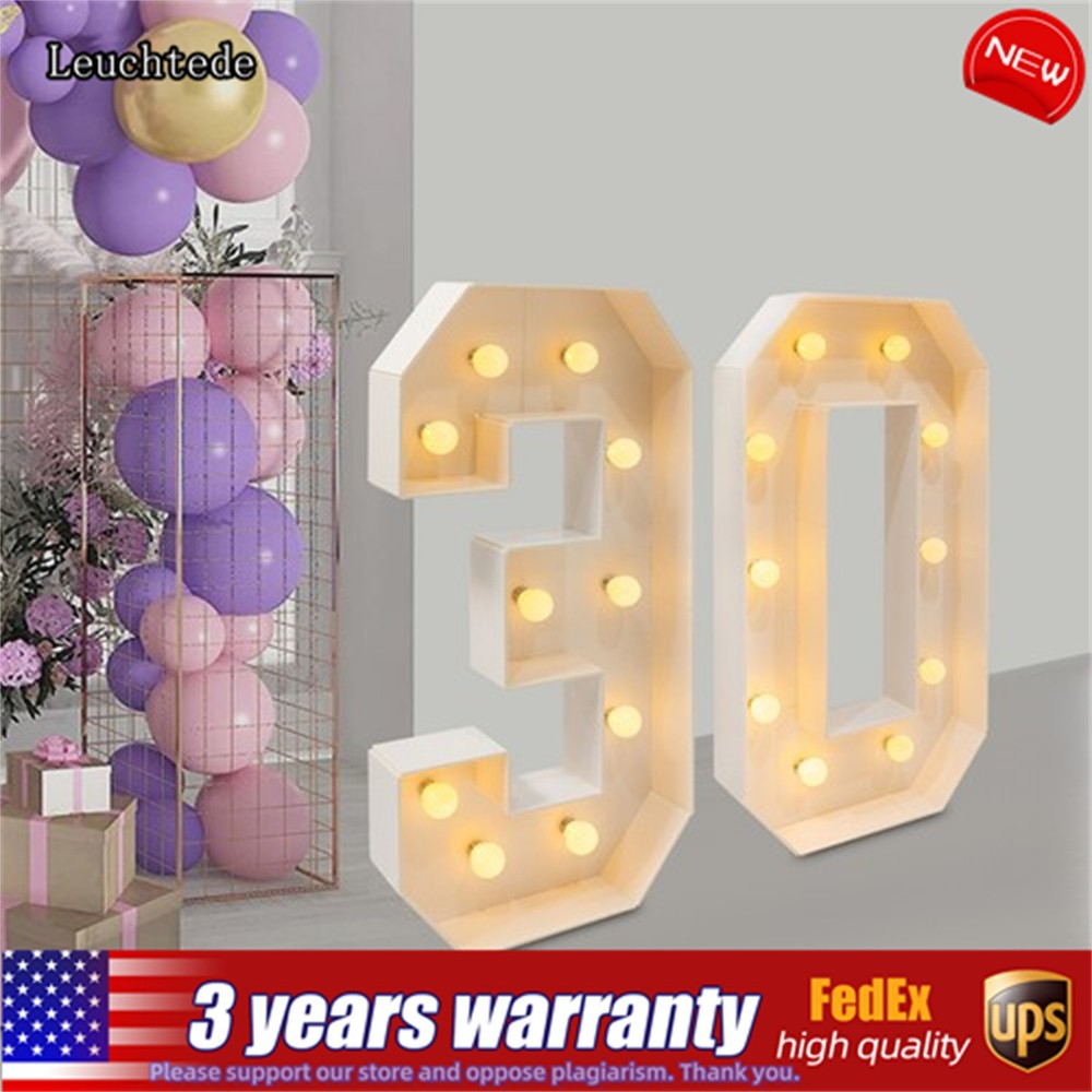 30th Birthday Decorations 3FT Marquee Light up Numbers 30 Birthday Number Lights