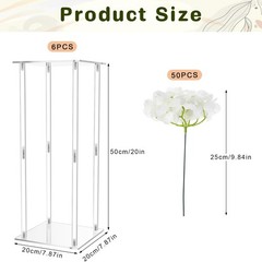 Elegant 20″ Tall Acrylic Wedding Flower Stand Centerpieces with Hydrangeas (6 Pc