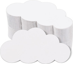 200 Pcs White Cloud Cutouts – 4 Inch Paper Cloud Shapes Die Cut Double Sided Cla