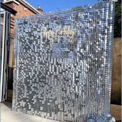 10 Pcs Silver Shimmer Wall Backdrop Panels Sequins for Birthday Party