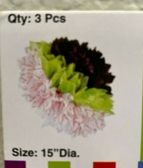 Halloween Eyeball Pom Pom Tissue Paper 15″ Ball w/Grommet Party Decoration 3 ct