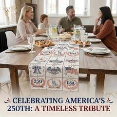 Elegant 250th Anniversary Table Runner: 73×13.8 Inches for July 4th Celebrations