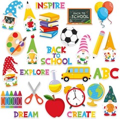 BeYumi 52Pcs Back to School Gnome Bulletin Board Decorations Set Motivational DI