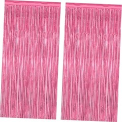 2 Pack Party Decorations, 3.28 FT x 7.05 FT Backdrop, Metallic 2 PCS Pink