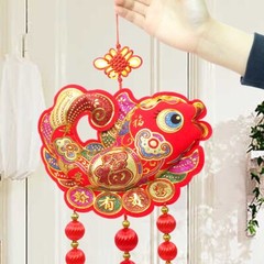 Handmade Weave Chinese Knot Dazzling Fish Koi Carp Rich Red Lantern Tassels