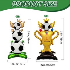 3 Pcs 39″ Standing Soccer Party Decorations Set with Foil Trophy and Soccer B…