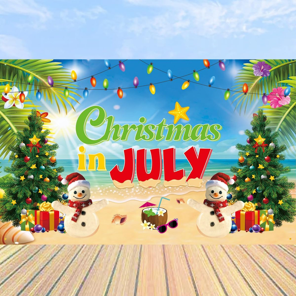 Christmas in July Backdrop Christmas in July Background Banner Party Decorations