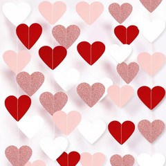 Valentines Decorations Red Pink White Rose Gold Glitter Heart Garland Strings…